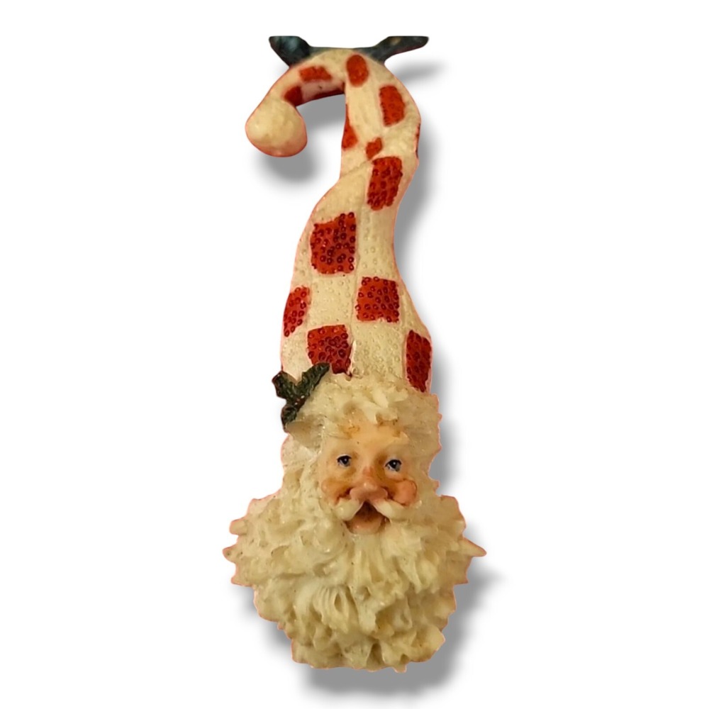 Vintage Resin Santa Head Christmas  Ornament 4.5 Inches,  Pre-owned
